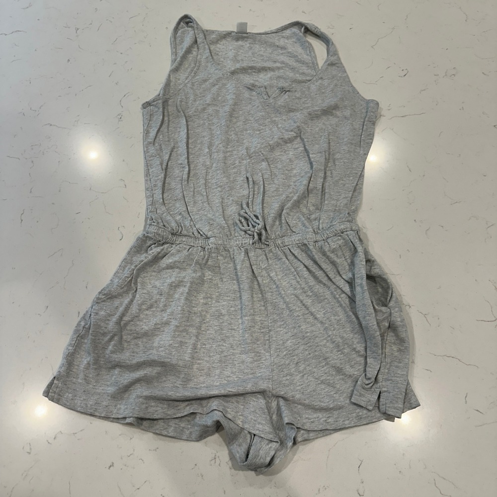 Old Navy Womens Heather Gray Cotton Modal Sleeveless Pocket Romper Medium